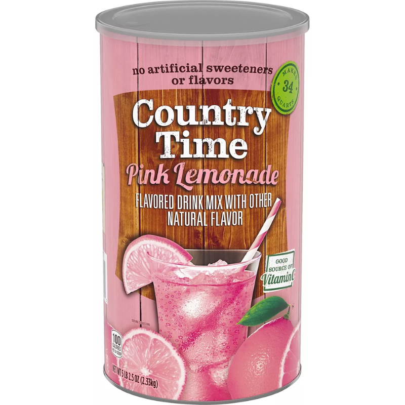 COUNTRY TIME - PINK LEMONADE POWDER MIX 34 QT - 2.33KG