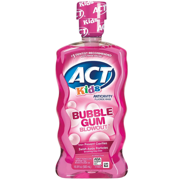 ACT ,Kids Anticavity Fluoride Rinse Bubble Gum Blowout 16.9 fl. oz