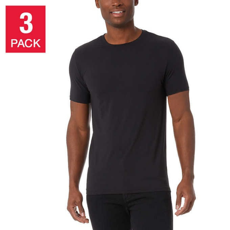 Pack de 3 T-shirts Soft Touch 32 Degrees pour hommes (Noir).