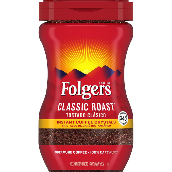 FOLGERS CRISTAUX DE CAFÉ INSTANTANÉ CLASSIC ROAST 453 G