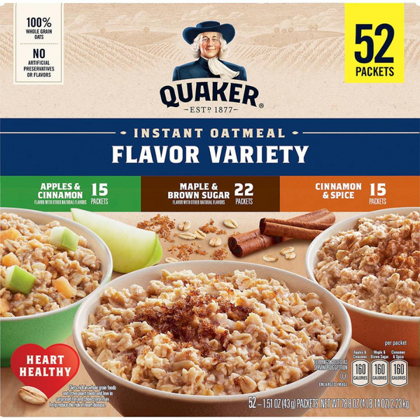 QUAKER PACK VARIÉTÉ D'AVOINE INSTANTANÉE (52CT)  78.8OZ