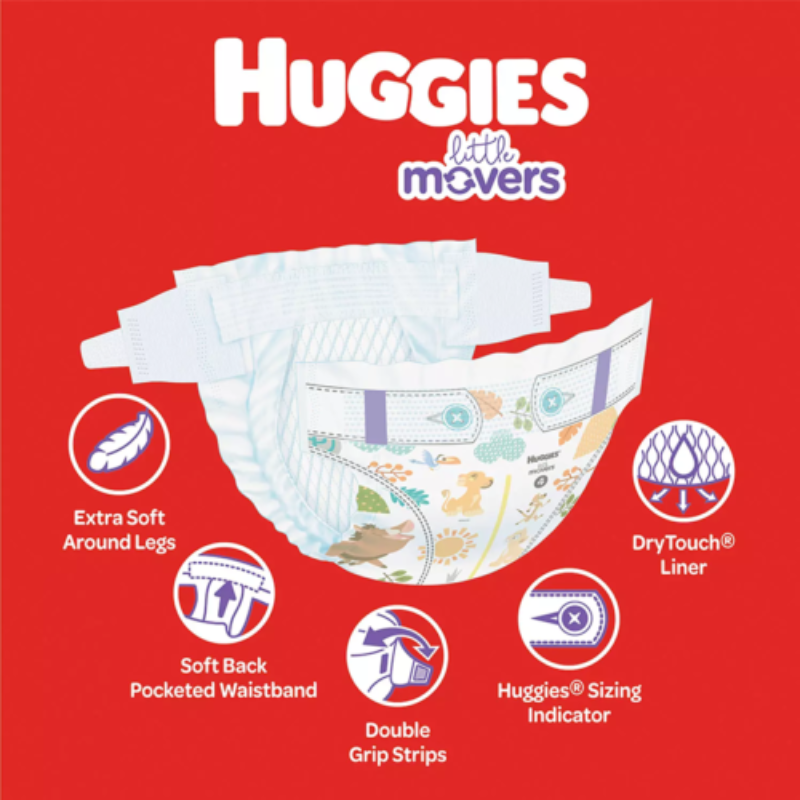 HUGGIES LITTLE MOVERS (TAILLES 4) COUCHES 174 CT