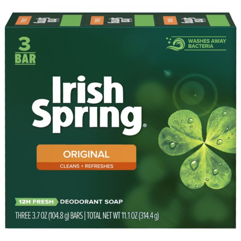 IRISH SPRING BARRE DE SAVON ORIGINAL PROPRE + FRAIS  3.7 OZ