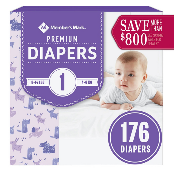 MEMBER'S MARK PREMIUM COUCHES POUR BÉBÉ (TAILLE 1) 176 CT