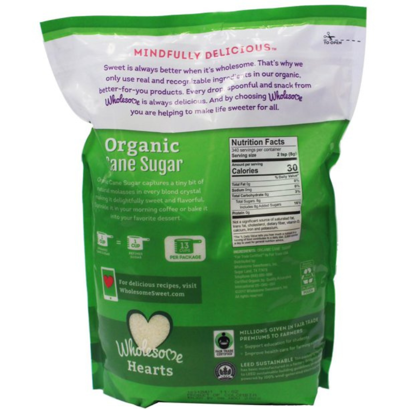 WHOLESOME ORGANIC CANE SUGAR 2.72Kg