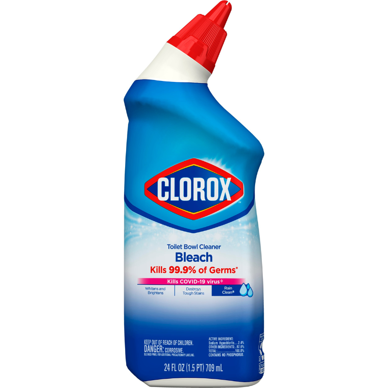 CLOROX NETTOYANT POUR CUVETTE DE TOILETTES AVEC EAU DE JAVEL, RAIN CLEAN  709mL