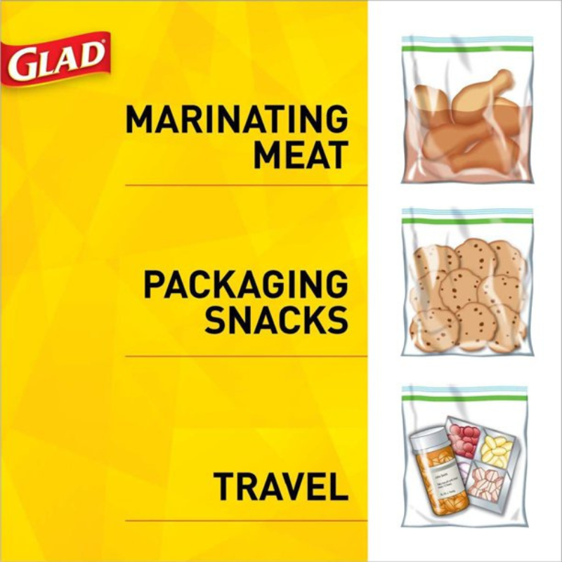 GLAD RANGEMENT ALIMENTAIRE GALONS À FERMETURE ÉCLAIR  20 CT