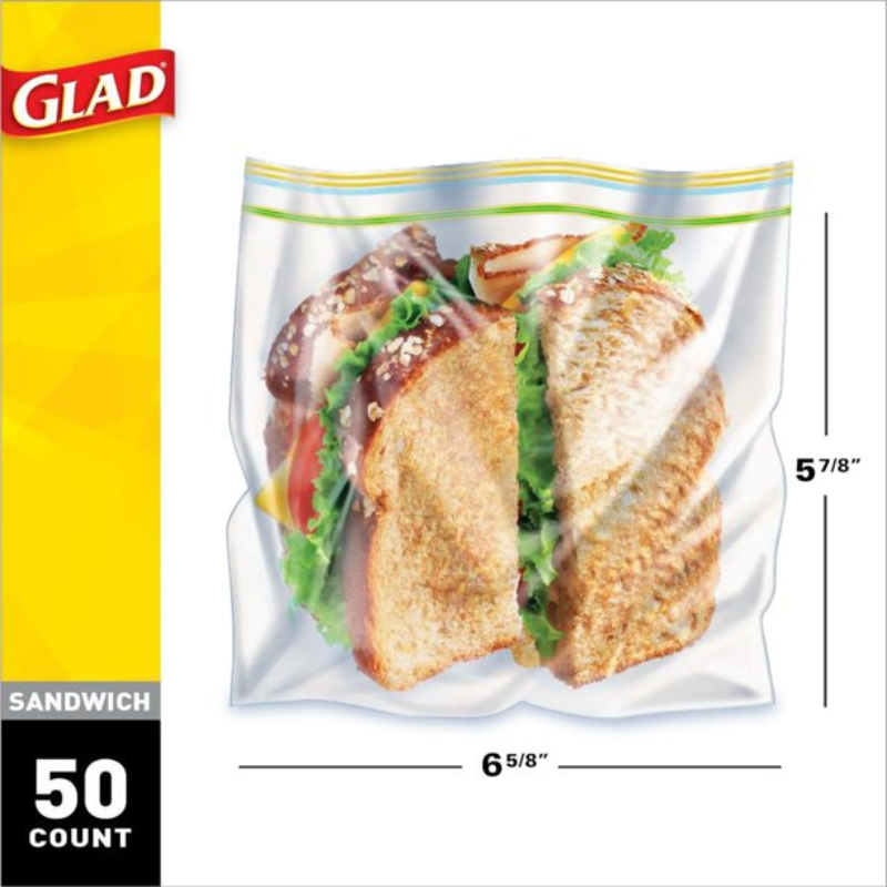 GLAD FOOD STORAGE ZIPPER SANDWICH  50 CT