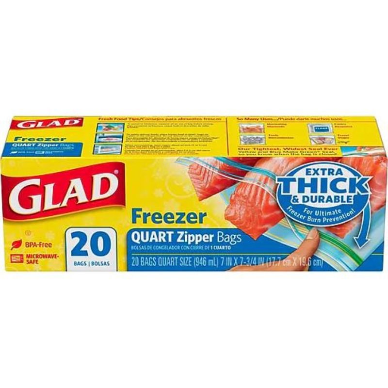 GLAD FREEZER ZIPPER QUART  20 CT