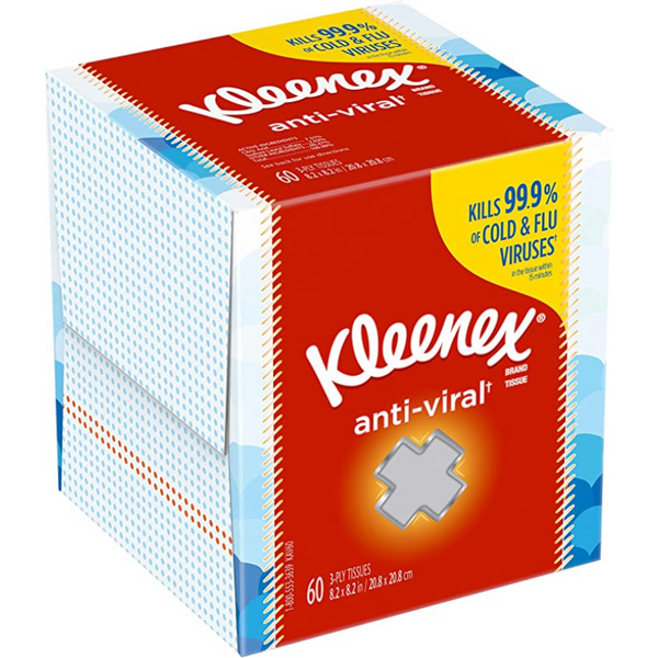 KLEENEX BOÎTES CUBE DE MOUCHOIRS ANTI-VIRAUX 3 PLIS  60 CT