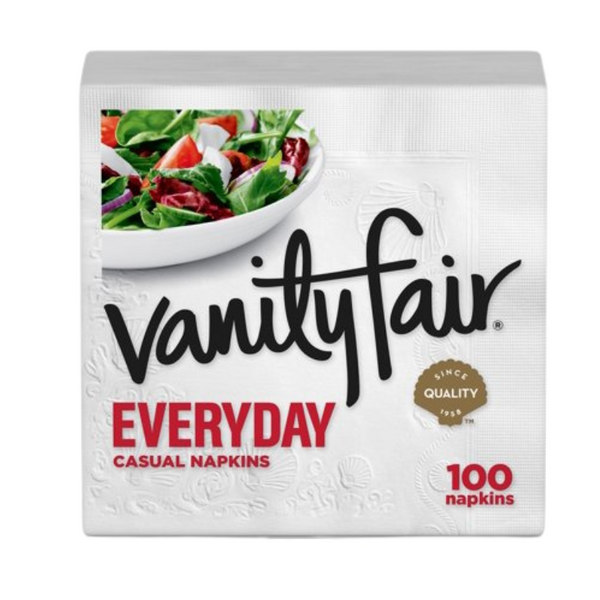 VANITY FAIR SERVIETTES DE TOUS LES JOURS, SERVIETTES EN PAPIER BLANCHES JETABLES,  110 CT.