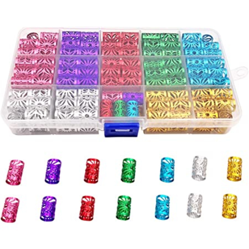 MESSEN 170 Pcs Multi Couleur Aluminium Dreadlock Perles Métal Poignets Décoration de Cheveux Bijoux pour Tressage (Pas Facile à Casser)