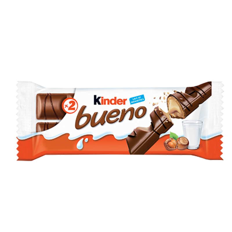 KINDER BUENO MILK CHOCOLATE AND HAZELNUT CREAM CANDY BAR 1.5OZ