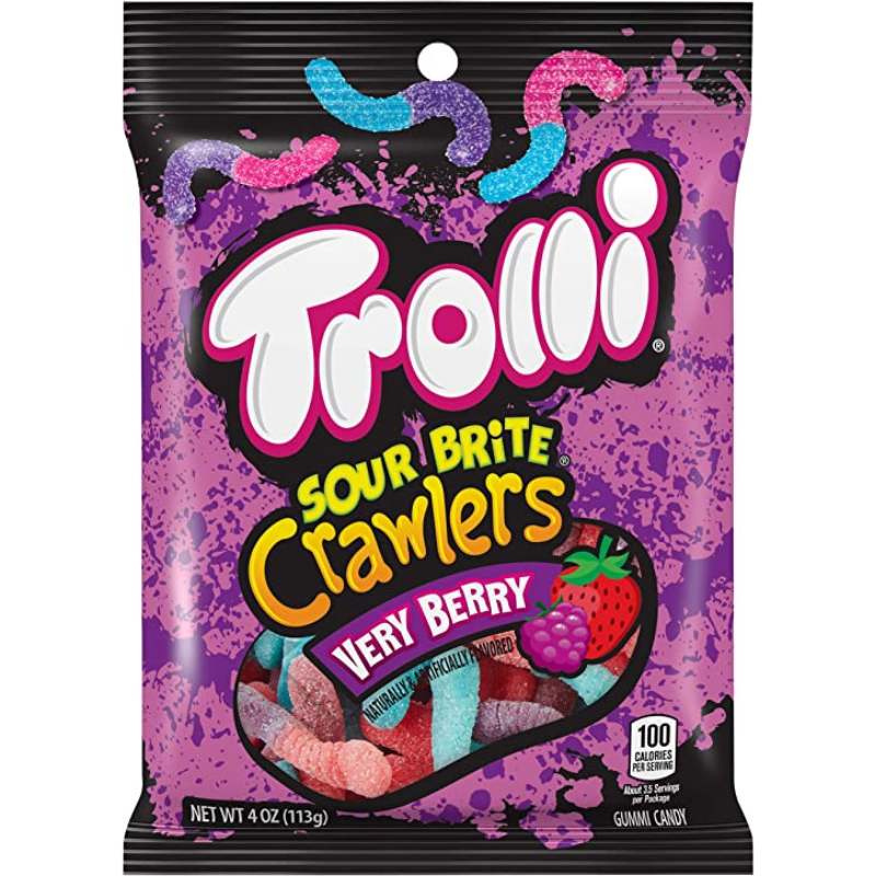 TROLLI SOUR BRITE CRAWLERS VERRY BERRY 4 OZ