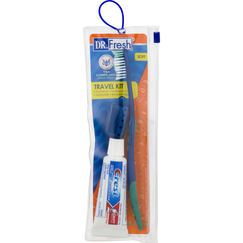 DR. FREAH KIT DE VOYAGE BROSSE A DENTS SOUPLE AVEC DENTIFRICE CREST