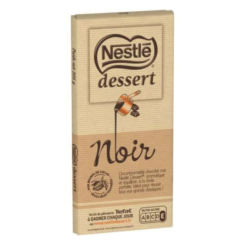 NESTLE DESSERT NOIR TABLETTE PÂTISSIER 1 PIÈCE 205G