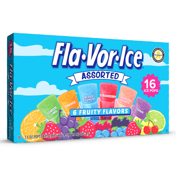 FLAVORICE ASSORTED FREEZER BAR POPSICLE (16 CT) 1.5OZ