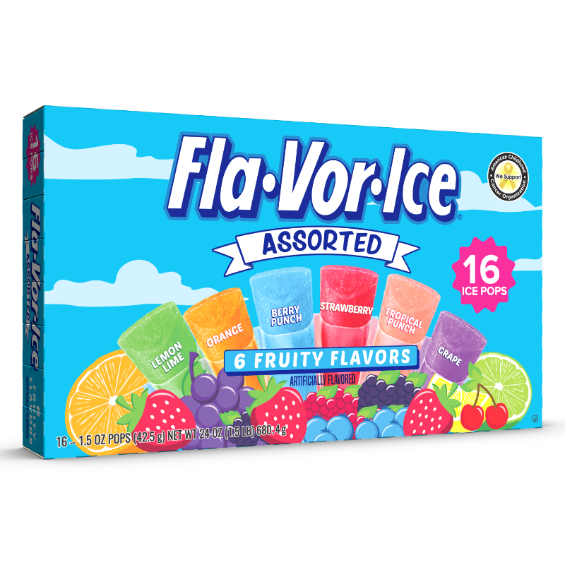 FLAVORICE ASSORTED FREEZER BAR POPSICLE (16 CT) 1.5OZ