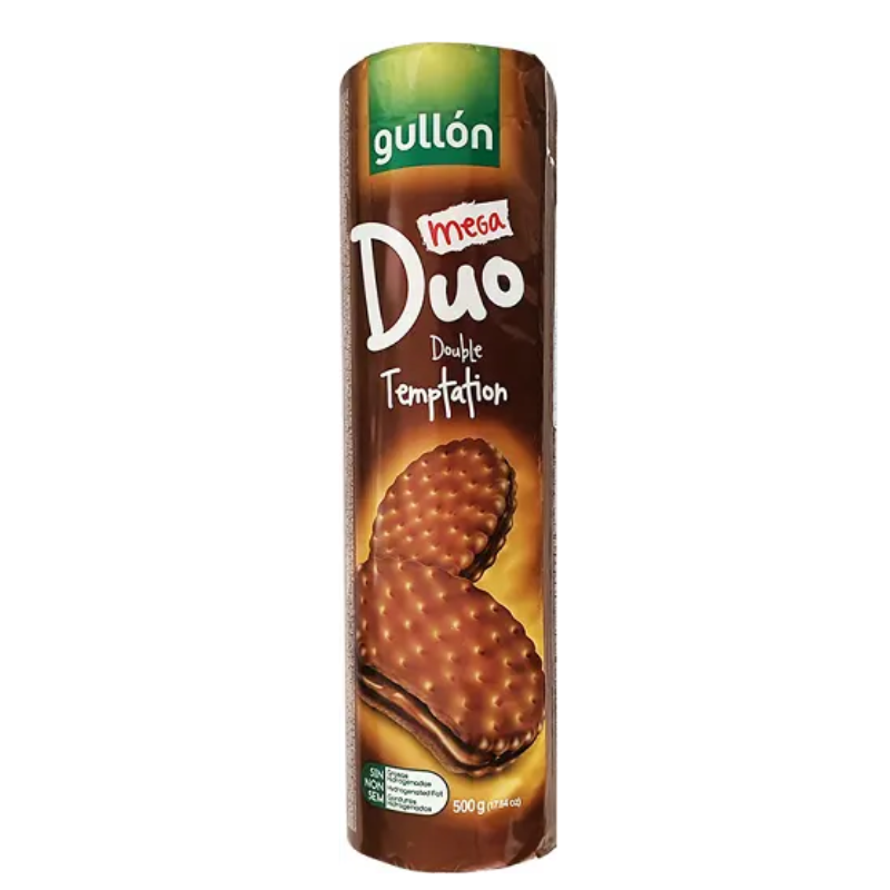 GULLON - MÉGA DUO BISCUITS FOURRÉS À LA CRÈME - DOUBLE TENTATION - 500G