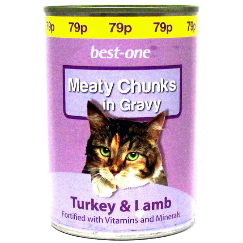 BEST-ONE - CAT MEATY CHUNKS IN GRAVY TURKEY & LAMB - 400G