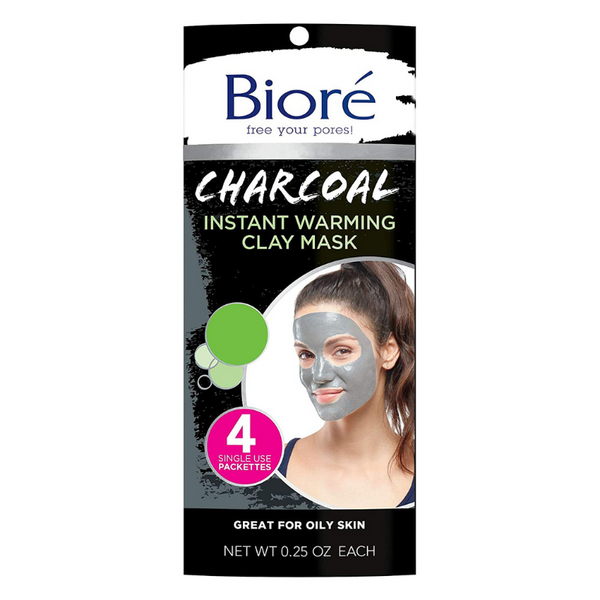 BIORÉ MASQUE CHAUFFANT INSTANTANÉ À L’ARGILE AU CHARBON (4 MASQUES)